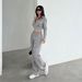 New European And American Style Solid Color Comfortable Versatile Sports Suit With Frayed Hem Slim-fit Sweatshirt +_ecoleips.com