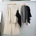 Women's Suit For Spring And Autumn, New Elegant Ladylike Style, Casual Knit Sweater, Shawl Cape, Wide-leg Pants_ecoleips.com