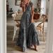 European And American Cross-Border Bohemian Style 2024 New Long Waist-Cinching Floral Print Flared Dress_ecoleips.com