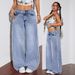 Cross-border European And American Women's Jeans With Raw Edge Patchwork Design, Wide-leg, Versatile, New High-waisted,_ecoleips.com