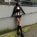 2025 Summer New Rebellious Hot Girl Chic Black And White Color Block Sexy Slim Fit Versatile Strapless Short Skirt Set_ecoleips.com