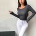 Voya Women's Sexy Style Slim Fit T-shirt Autumn And Winter Big Backless Design Sense Beautiful Back Top_ecoleips.com