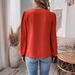 Women's V Neck Lace T-Shirt Long Sleeve Casual Solid Color Autumn/Winter Fashion Blouse European American Style_ecoleips.com
