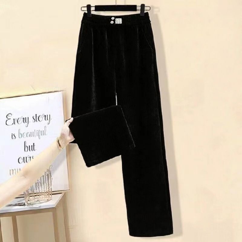 Women’s Clothing Fashion Suit Autumn New Korean Loose V Neck Knitted Sweater Top With Loose Drape Sports Straight Pants_ecoleips.com