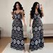 Slim Fit V Neck Long Dress Style Printed Suspender Fashion Relaxed Everyday Wear Comfortable Feshion_ecoleips.com