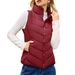 Women's Quilted Vest With Stand Collar, Zip Pockets, Winter Warm Padded Sleeveless Jacket For Casual Outerwear_ecoleips.com