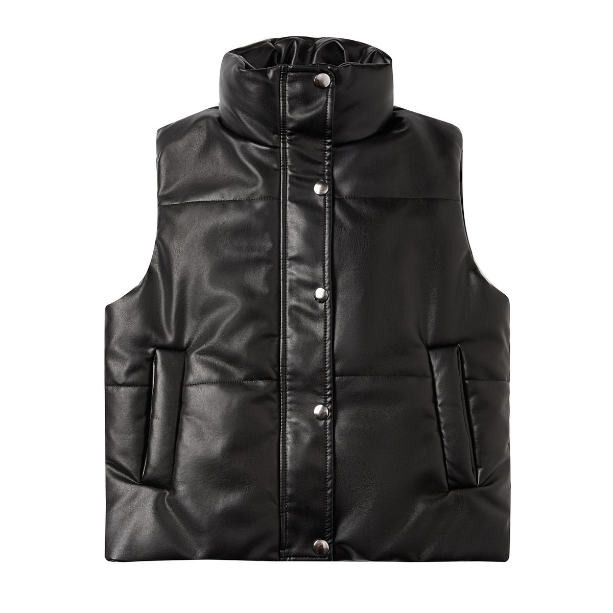 Women's clothing women's leather vest sleeveless quilted zipper padded jacket fashion stand collar size coat_ecoleips.com