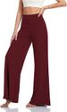Women's High Waisted Wide Leg Pants - Stretchy Flowy Trousers For Work & Casual, Straight Leg Lounge Pants (Black/Burgundy/Navy/Gray)_ecoleips.com