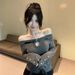 girl Gray Design Sense Knitted Sweater For Women, Spring New Chic Off-Shoulder Slim Fit Long Sleeve Top_ecoleips.com