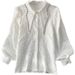 Women's Clothing Rhinestone Embellished Collar Luxury French-Inspired Blouse – Embellished Stand Collar & Puff Sleeves With Crystal Accents (S-3XL)_ecoleips.com