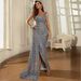 Women’s Clothing new overseas one shoulder sexy heavy sequin ribbon big swing ball evening dress_ecoleips.com