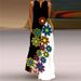 2021 New Summer Sleeveless Long V-Neck Printed Floral Dress European And American Cross-Border Trade Women's Clothing_ecoleips.com