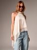 Sexy Halter Neck Camisole Women's Top Backless Solid Color Slimming Lace Irregular Hem Versatile_ecoleips.com