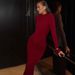 AC610 Early Spring New European And American Sexy Waist Slimming Solid Color Long Elegant Ruched Dress_ecoleips.com