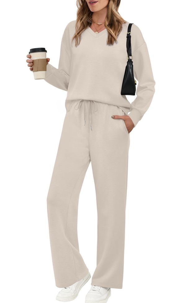 2026 Spring And Autumn Commuting Suit Women's Long-Sleeve Drawstring Solid Color Casual Pants Set Bestseller On_ecoleips.com