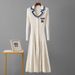 Cross Border Spring And Autumn New Letter Slim Knitted Dress For Women To Wear Long Sleeves Tight Bottom Hip Skirt_ecoleips.com