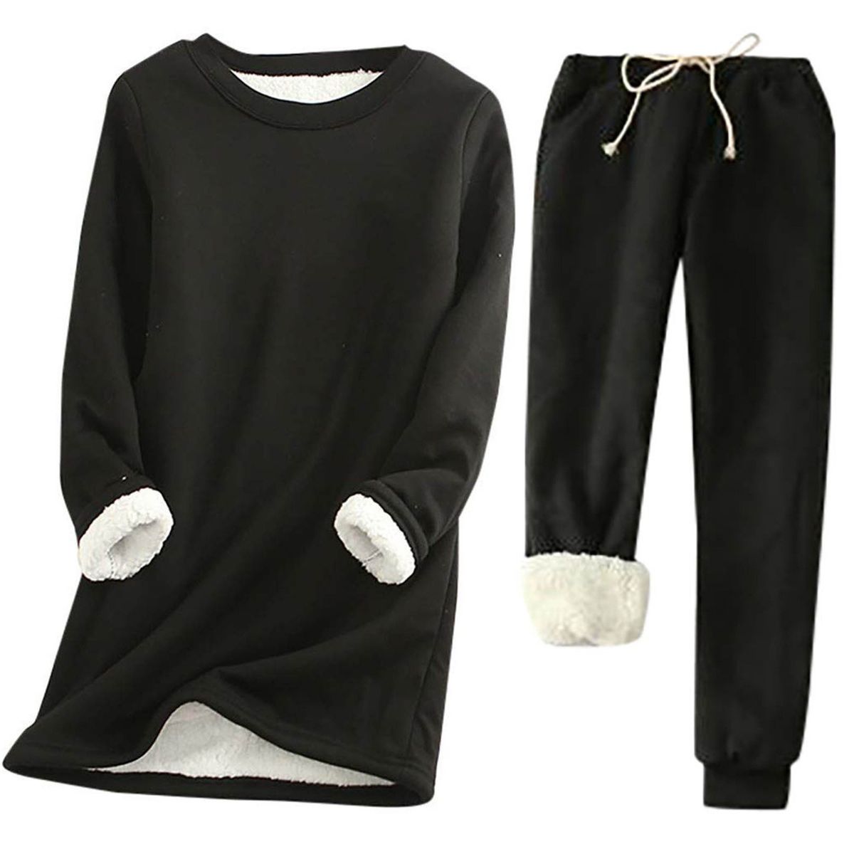 K New Women's Medium To Long Thickened Large Size Velvet Bottom Shirt, Slim Fit Warm Set_ecoleips.com
