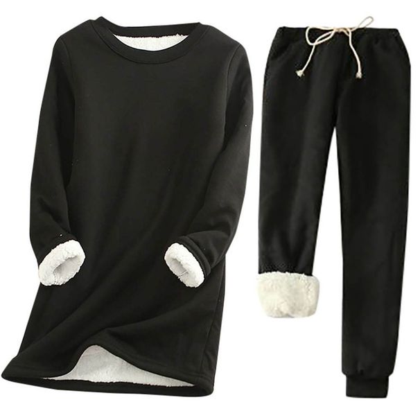 K New Women's Medium To Long Thickened Large Size Velvet Bottom Shirt, Slim Fit Warm Set_ecoleips.com