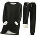 K New Women's Medium To Long Thickened Large Size Velvet Bottom Shirt, Slim Fit Warm Set_ecoleips.com