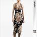 Stylish Flower Print Spaghetti Strap Open‑Back Dress High Waist Bodycon Evening Long Dress_ecoleips.com