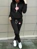 Women's Retro Style Acacia Floral Print Pullover Hoodie And Loose Fitting Sweatpants Casual Suit_ecoleips.com