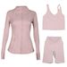 Women's 3-Piece Workout Set – Breathable Jacket, U-Back Sports Bra & 5" Shorts For Yoga, Running & Gym (S-Xxxl, 40+ Colors)_ecoleips.com