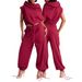 Women's Casual Crop Top And High Waist Elastic Pants Set Round Neck Short Sleeve Tie Detail Autumn Wear_ecoleips.com