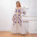 Women's Clothing Printed Trumpet Sleeve Long Skirt Robe Dress Women's Dress_ecoleips.com