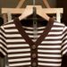 Women's Striped V Neck Short Sleeve Knit Top Slim Fit Button Down Spring Summer Design_ecoleips.com