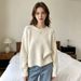 Women's Loose Knit Sweater round Neck Pullover Three Dimensional Floral Top European American Style Autumn Winter New Rolled Hem_ecoleips.com