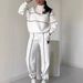 Women's Fashionable Lapel Zipper Polo Shirt Set Solid Color Autumn Sweatshirt_ecoleips.com