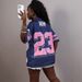 Women's Clothing Women's Casual Loose Fit Printed Short Sleeve T-Shirt - Breathable & Stylish V-Neck Tee For Streetwear & Summer Outfits (Blue, S/M/L)_ecoleips.com