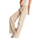 Elegant High-Waisted Wide-Leg Pants With Belt & Back Pockets – Tummy Control, Office To Weekend, Stretchy & Flowy_ecoleips.com