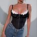 Euopean And Ameican Coss-bode Sexy Stapless Mesh Lace Ba Cotton Hot Gil Fishbone Camisole Fo Inne O Oute_ecoleips.com