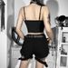 Women's Dark Style Camisole Early Spring New Lace Trim Backless Tie up Vest Top_ecoleips.com