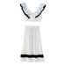 UC&ZA Style Women's Summer Color-Block V-Neck Ruffle Trim Slim Top And Skirt Set_ecoleips.com