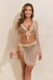 Women's Clothing Sunscreen Long Sleeved Cover Up Beach Skirt Bikini Four Piece Set, Sexy Two Piece Swimsuit_ecoleips.com