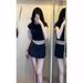 American Style Girl Slim Fit Sleeve Round Neck T-Shirt For Women 2024 Summer New Pure Desire Sweet Spicy Regular_ecoleips.com