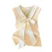 Women's Clothing Summer New Ins Pure Desire Style Bow Sleeveless T Shirt Vest Ice Silk Sweater Female_ecoleips.com