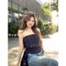 Chenling Original Quality Hot Girl Retro Plaid Sleeveless Tube Women's Summer New Slim Fit Off-Shoulder Top_ecoleips.com