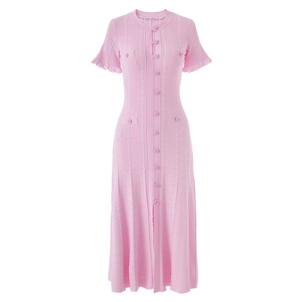 Elegant French-Style Knit Dress – Lace Trim Short Sleeve Bodycon Dress (S-XL, Wine/White/Black/Orange)_ecoleips.com