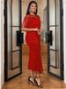 K Lace Panel Fringed High-Waisted Plus-Size Fitted Casual Bodysuit Dress For Women_ecoleips.com
