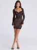 Mozision Square Collar Long Sleeve Lace Sexy Mini Dress Women Elegant Black Backless High Waist Bodycon Club Party Dress Female_ecoleips.com