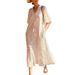 Spring Summer New French Embroidered Vacation With Puff Sleeves White Mid-Length Dress European And American_ecoleips.com