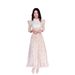 2024 New Fashionable Doll Collar Lace Trim Floral Patchwork Slim Fit Long Dress From Europe And America_ecoleips.com