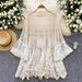 Women's Crochet Lace Knit Cover-Up Dress – Vintage Boho Style, Oversized Fit, Summer Beach & Casual Wear (Beige)_ecoleips.com