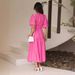 Hot Sale Summer New High-End Deep V Puff Sleeve Vacation European And American Fashion Women's Long Dress_ecoleips.com