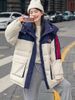 Popular Color-blocked Down Jacket For Petite Women, New Winter Style, Hooded, Loose, Fashionable, Thickened Coat_ecoleips.com