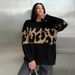 New Leopard Print Sweater Color Block Fashion Trend Loose Round Neck Lazy Style Early Autumn Women's Outerwear_ecoleips.com