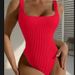 Women's Clothing Solid Color Wave Pattern Tight Backless Sexy One Piece Swimsuit Bikini_ecoleips.com